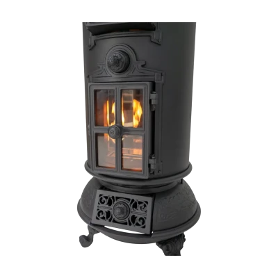 Klassisk frittstående bioetanolpeis i svart, med justerbar flamme og miljøvennlig bioetanolbrensel.