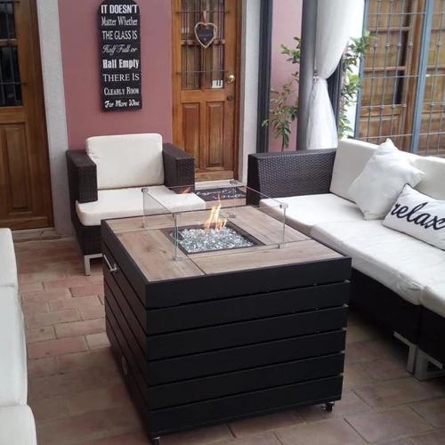 Design terrasse varmer bord til gass utendørs Madrid design utendørs bord med gasspeis fra Muztag