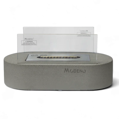 Luspa biopeis – Stilren bordpeis i lys betong med glass | Biopeiser-shop.no LUSPA bioetanol bordpeis