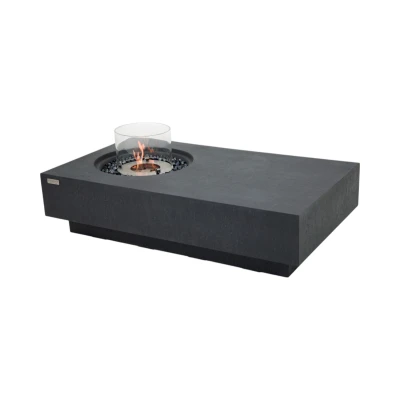 Metropolis biopeis – Slate Black lavt ildbord i travertin-look | Biopeiser-shop.no METROPOLIS bioetanol ildbord