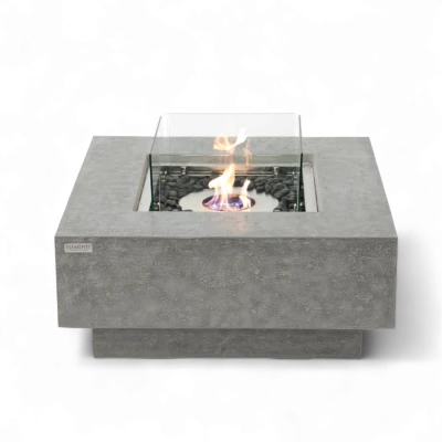 Manhattan biopeis – Grått ildbord med glass og 8,2 kW varme | Biopeiser-shop.no MANHATTAN bioetanol ildbord – Grå
