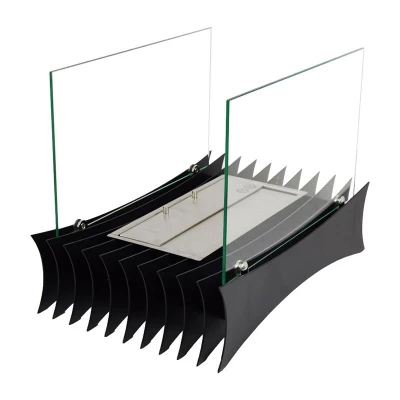 Svart åpen biopeis med to glass sider