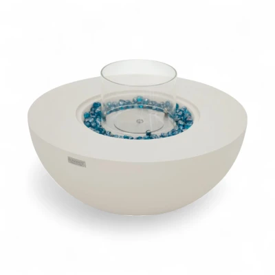 Roca biopeis – Cream White rund biopeis i hvitt design med 8,2 kW | Biopeiser-shop.no ROCA bioetanol ildbord – Kremhvit