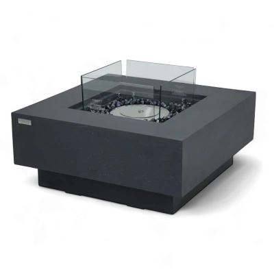MANHATTAN biopeis – Slate Black lavt bålbord med glass og 8,2 kW varme | Biopeiser-shop.no MANHATTAN bioetanol ildbord – Skifer Svart