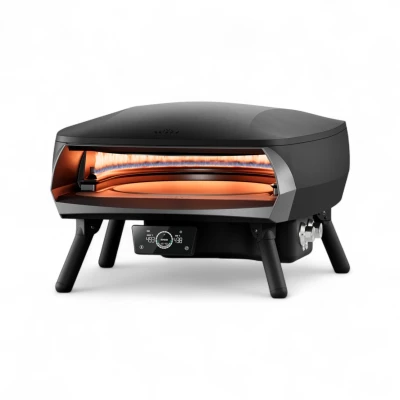 Witt ETNA Rotante Control 16" gass-pizzaovn i matt svart med digitalt display, på hvit bakgrunn