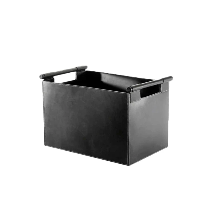 Firkantet kurv i lær til ved