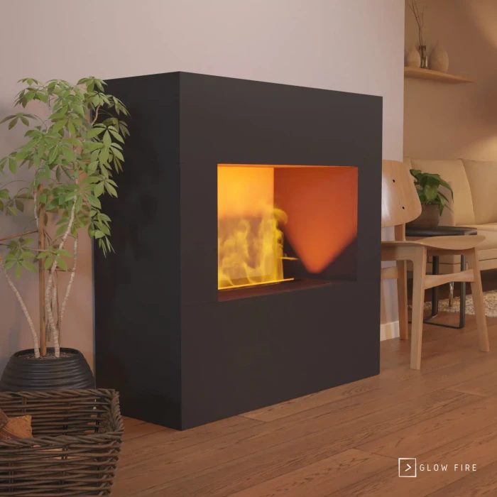 Goethe Svart OMC 600 – Realistisk Flamme, Miljøvennlig Design, Frittstående (Svart)