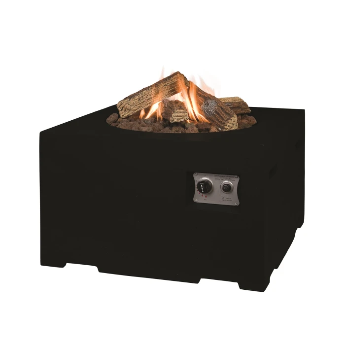 Utendørs kvadratisk sort gasspeisbord kvadratisk bord i sort - utendørs