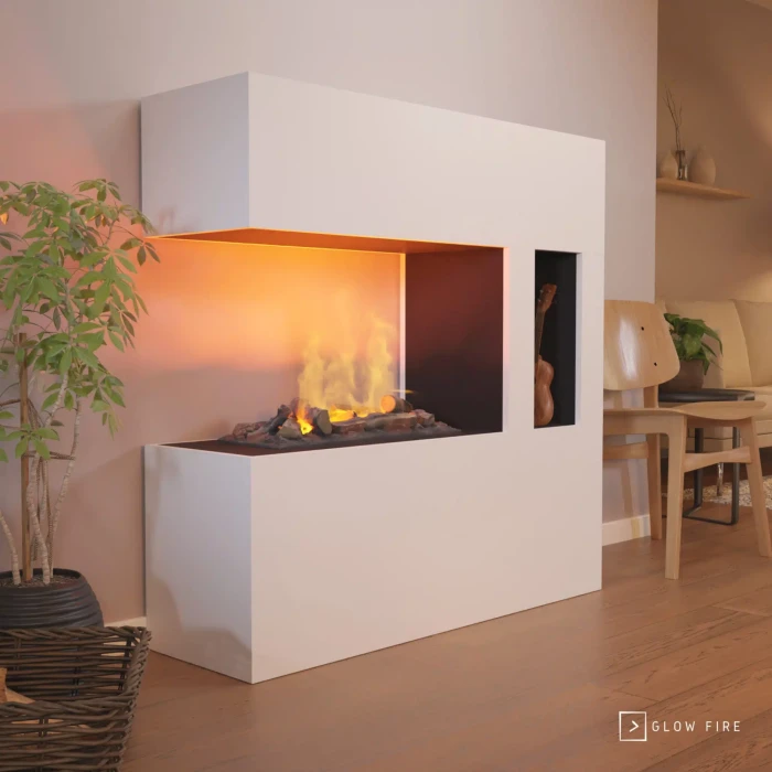 Glow Fire Schiller Hvit Vanndamp Peis | Kjøp Nå Glow Fire Schiller Pocket Vanndamp Peis (Hvit) – Moderne Frittstående Design med Dampeffekt