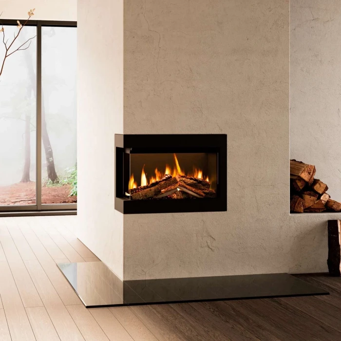 British Fires Ashlett Innsats Black Edition innebygd elektrisk peis med Deluxe Real Logs