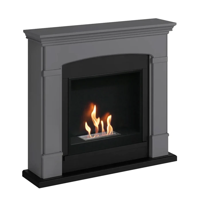 Helmi Grå Biopeis peis i moderne grått design for røykfri oppvarming