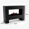 Glow Fire Fallada Svart - OMC 600 | Frittstående vanndamp peis, svart, 120 cm x 90 cm x 40 cm